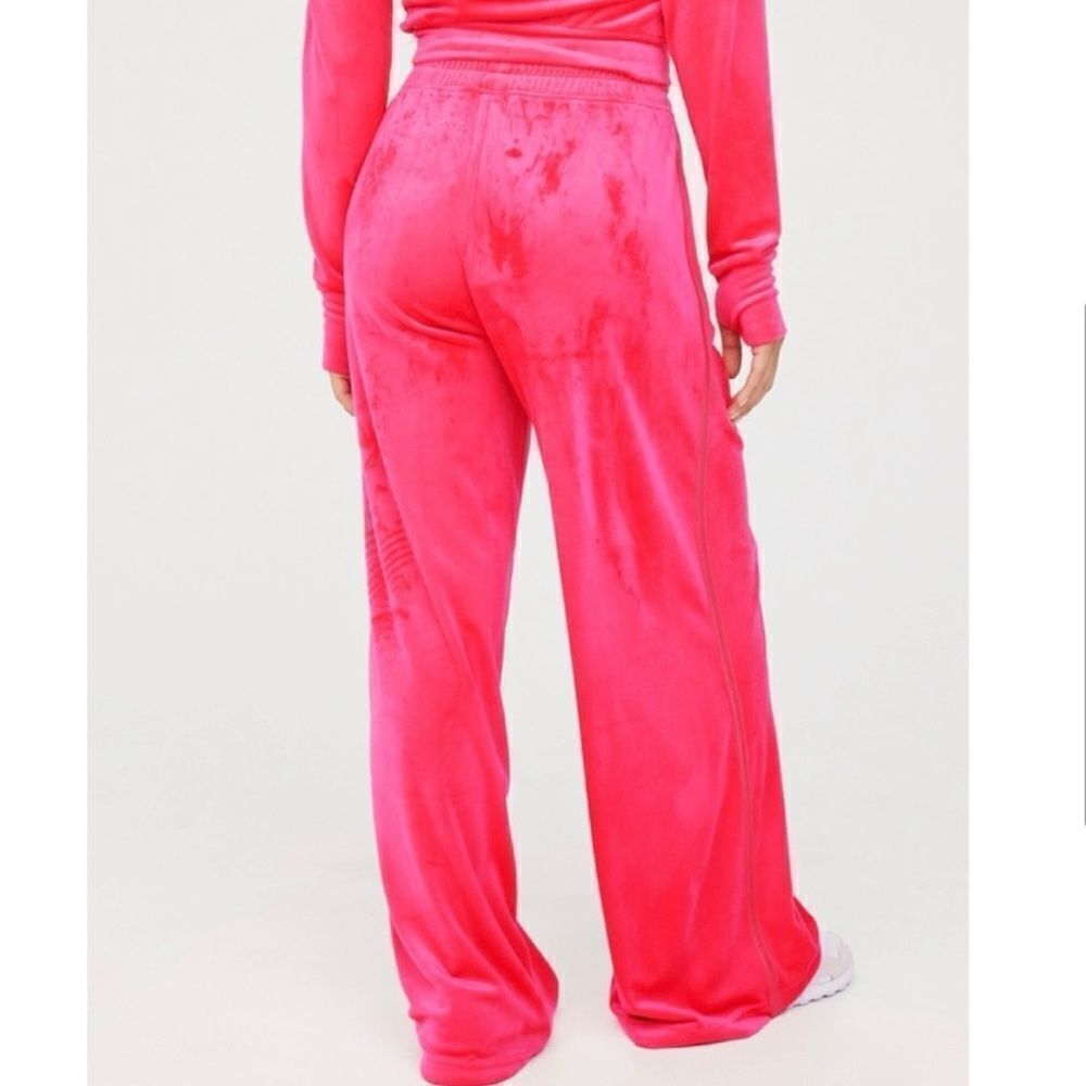 Aerie Bright Lights Velour High Waisted Wide Leg Pants Rose Pink - Picture 10 of 10